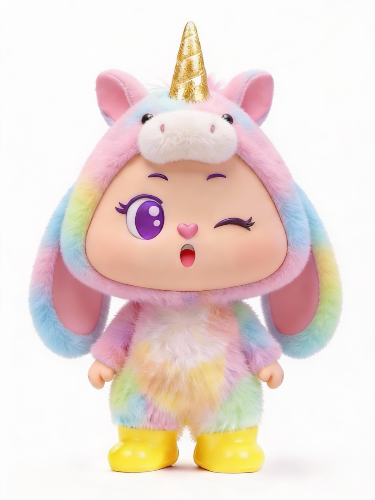 三角兔 abby（彩虹身体，头顶独角兽帽子）